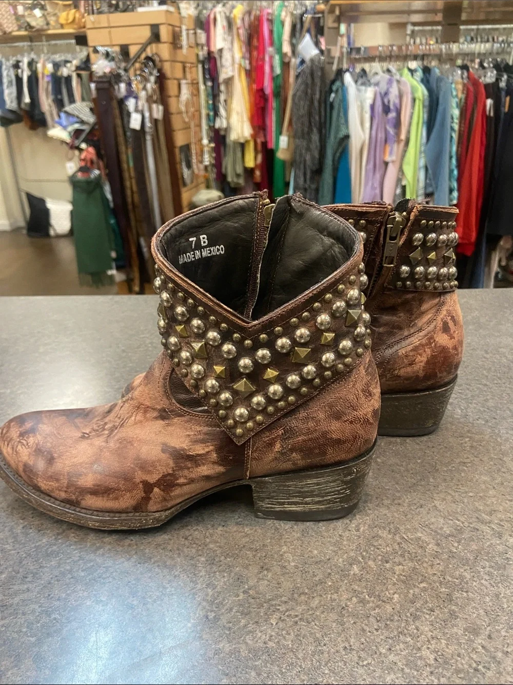 Old Gringo Copper Brown Studded Leather Ankle Boots - Women - Picture 3 of 7